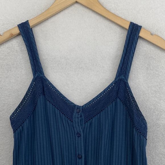 LUCKY BRAND Jumpsuit XS Indigo Striped Culotte V Neck Tie-Waist Cropped Blue - Picture 3 of 15